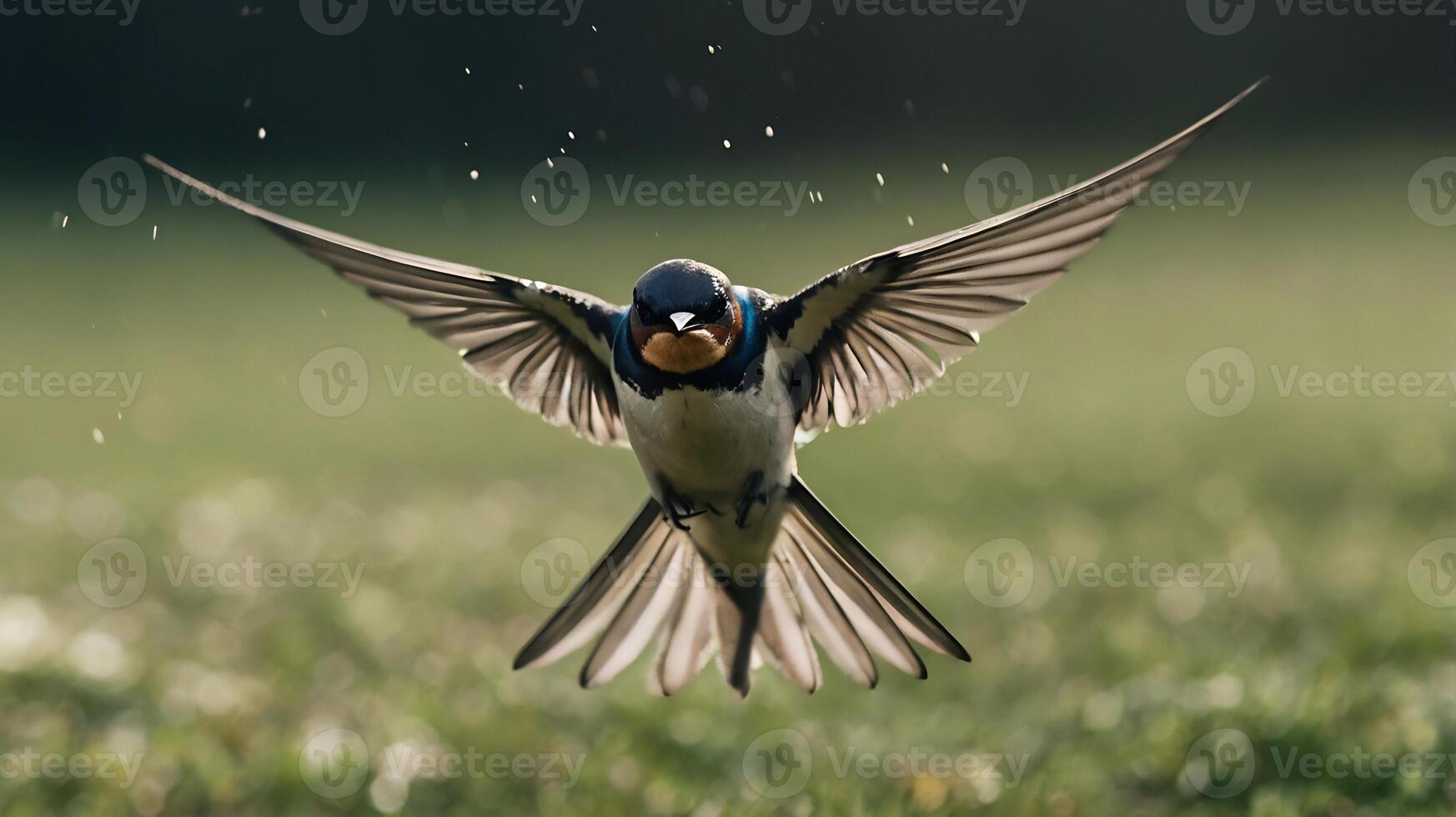 A bird flying in the air with its wings spread photo