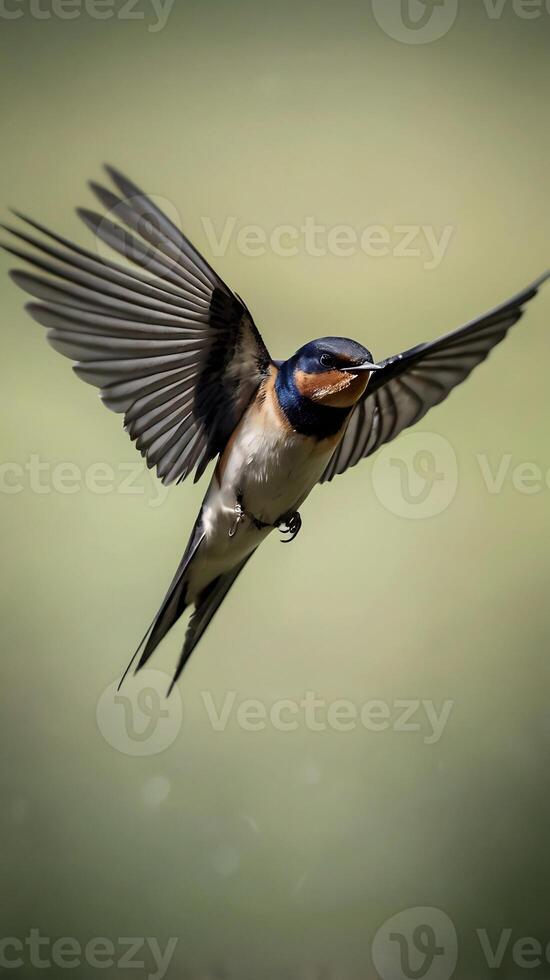 A bird flying in the air with its wings spread photo