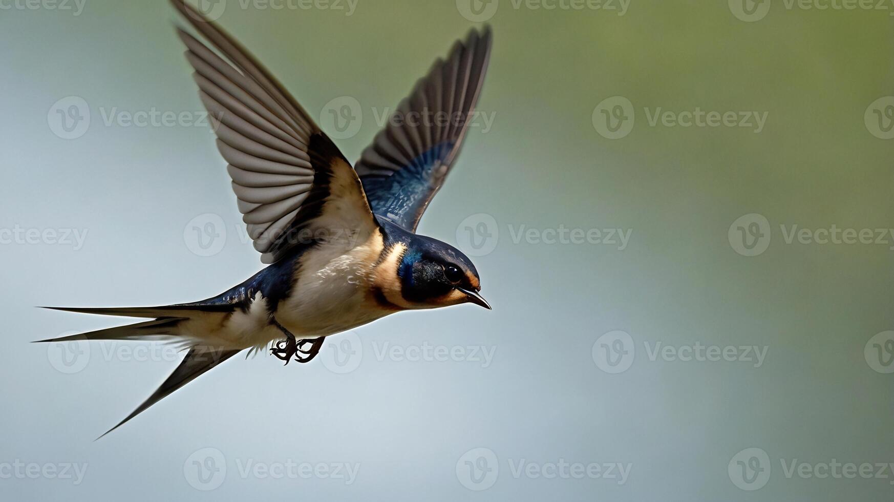 A bird flying in the air with its wings spread photo