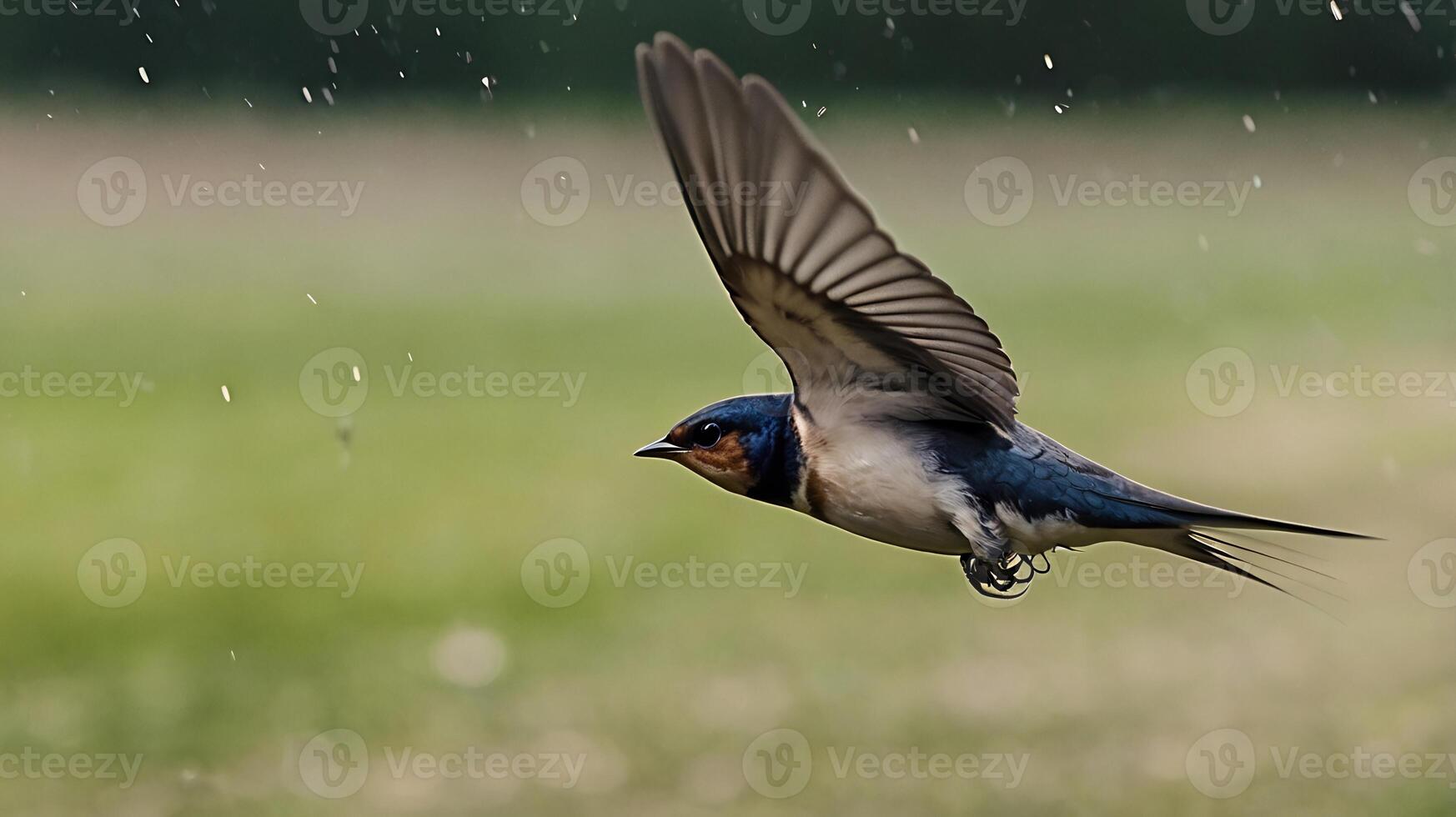 A bird flying in the rain photo