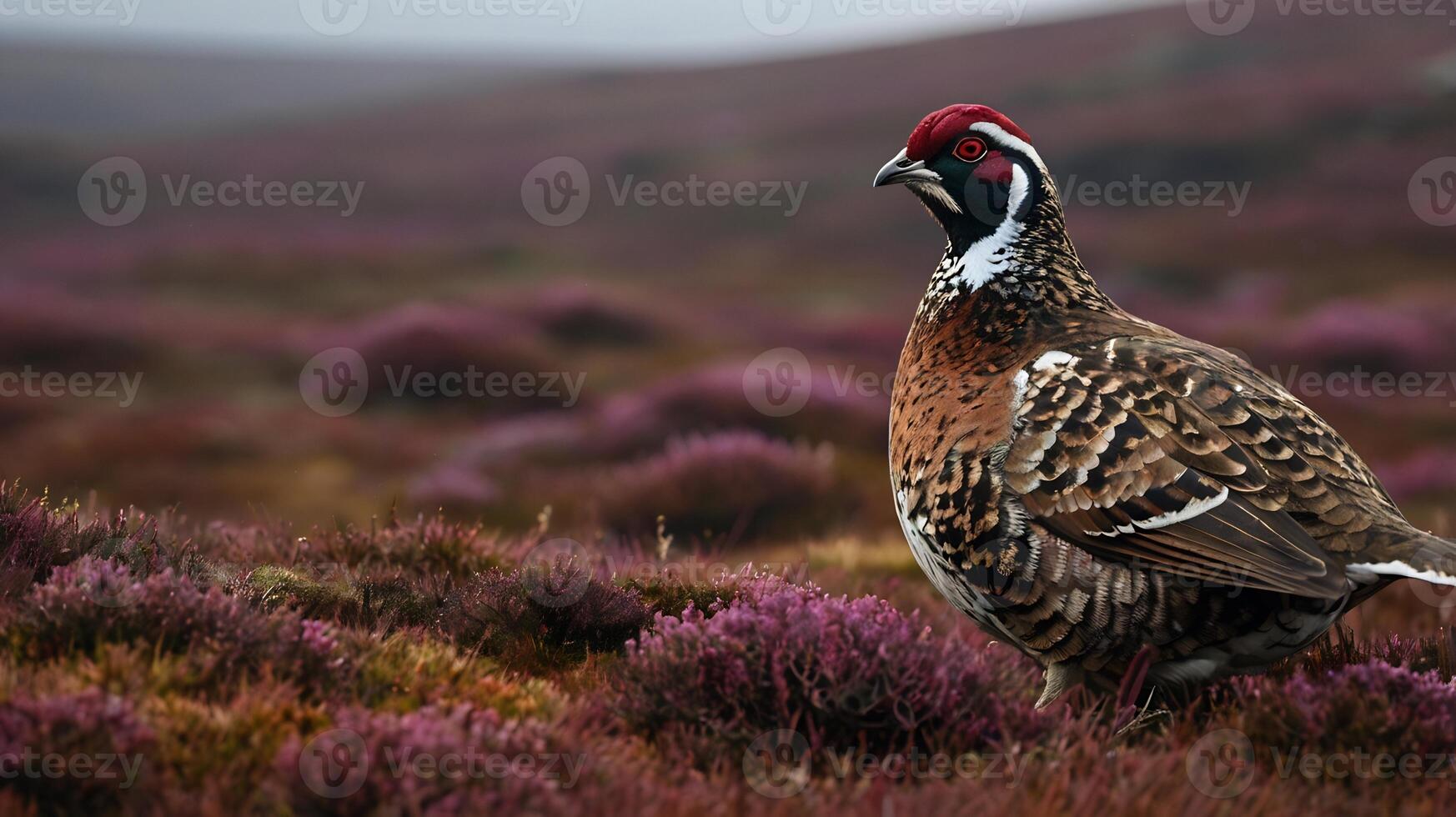 A pheasant is standing in the middle of a field photo