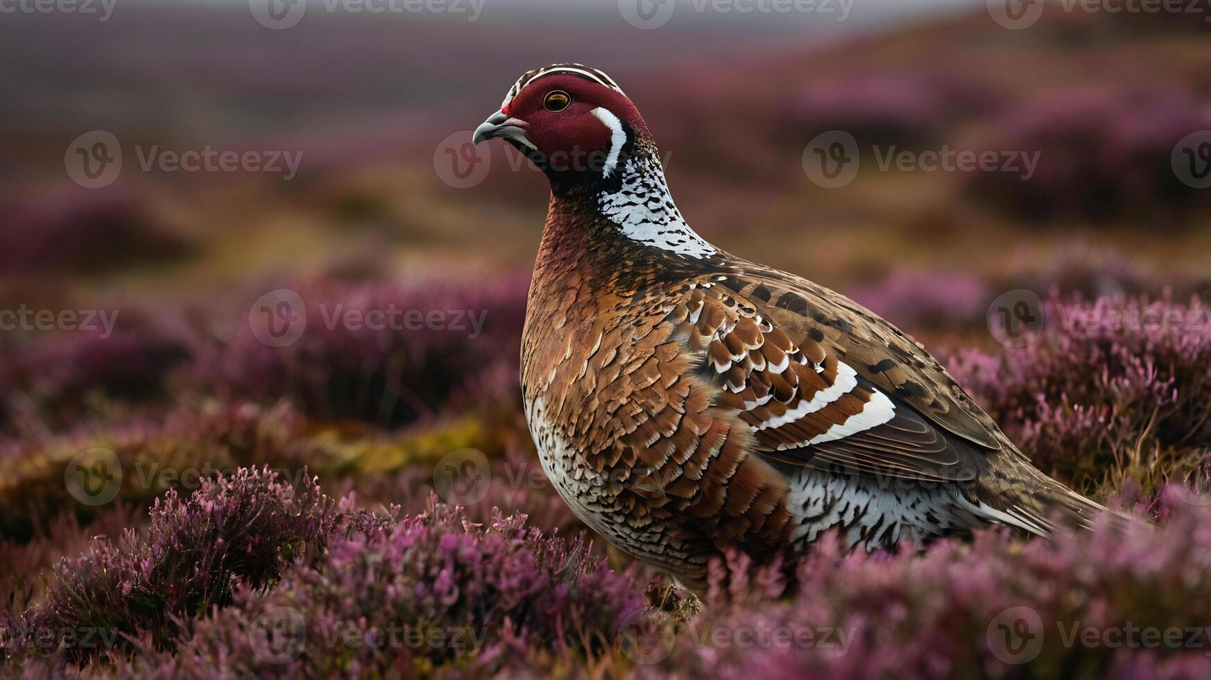 A pheasant is standing in the middle of a field photo