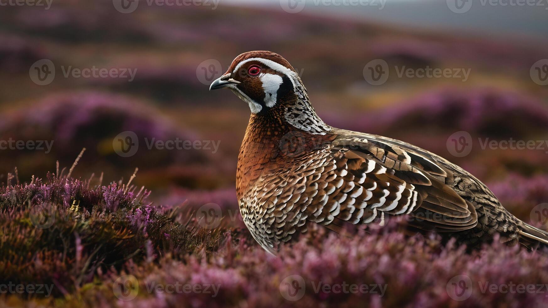 A bird is standing in the middle of a field photo