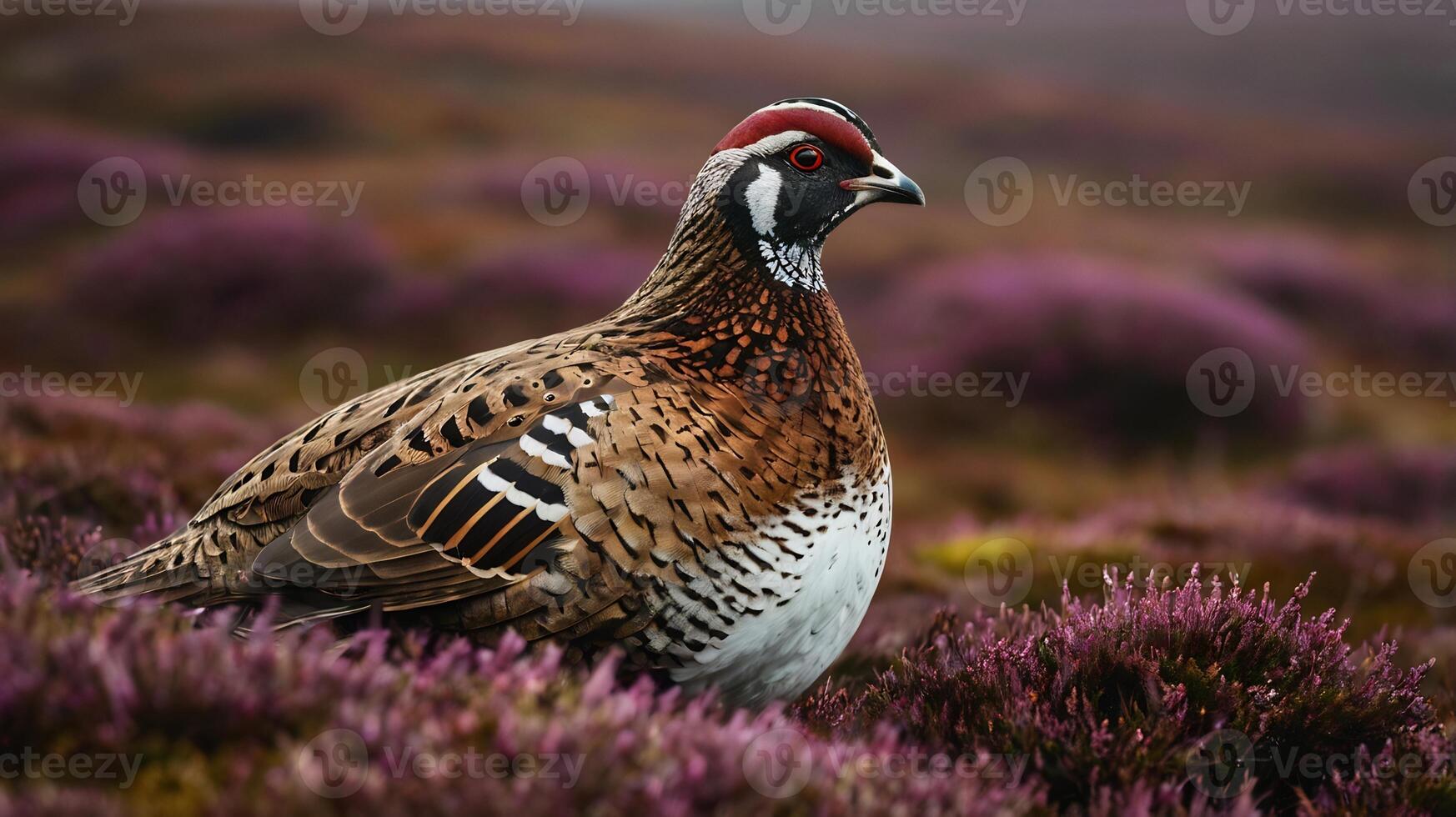 A bird is standing in the middle of a field photo