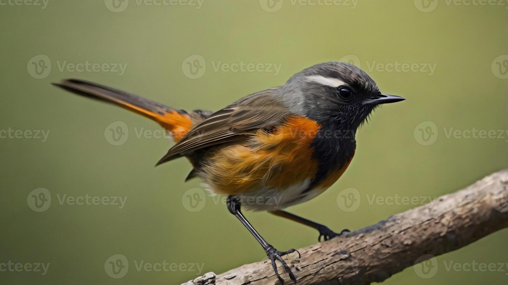 A small bird with orange and black feathers on a branch photo