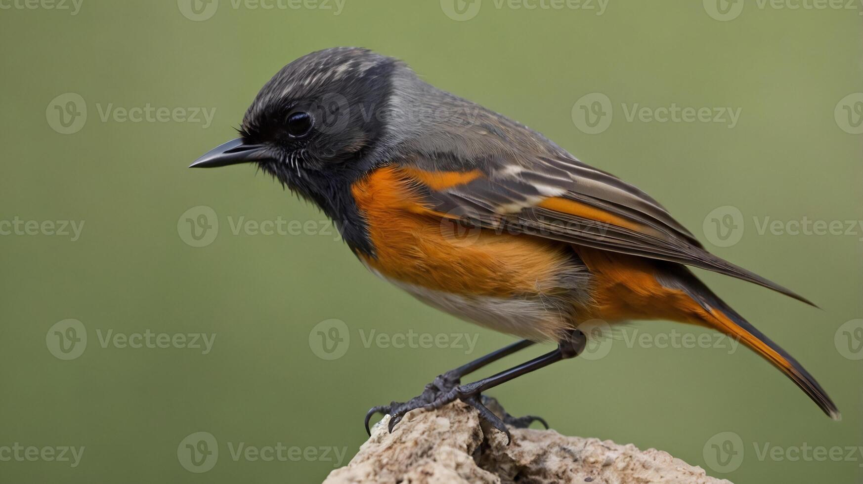 A small bird with orange and black feathers photo