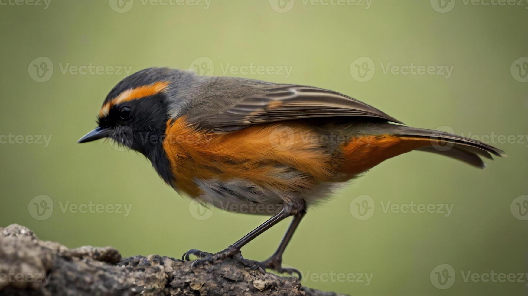 A small bird with orange and black feathers photo