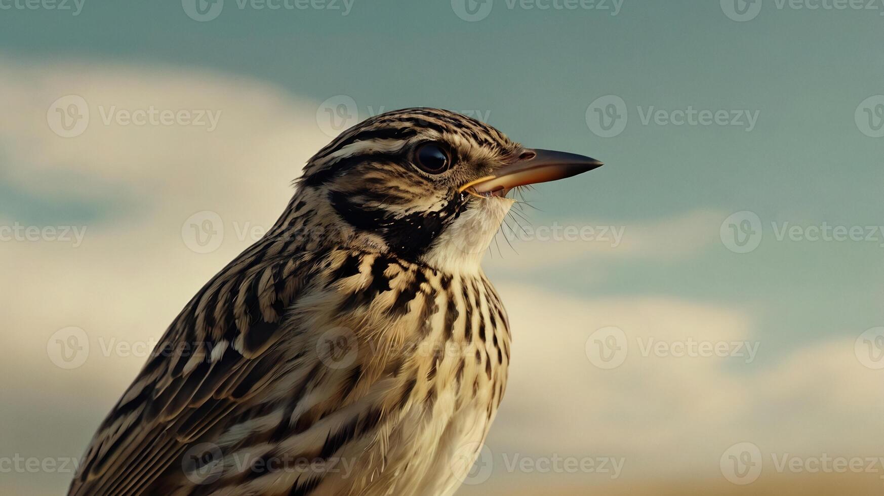 A bird is standing on a rock in the grass photo