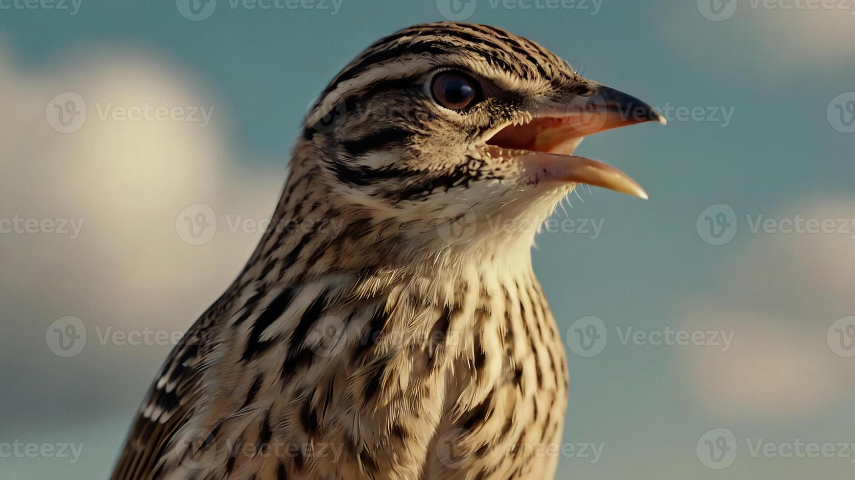 A close up of a bird with its mouth open photo