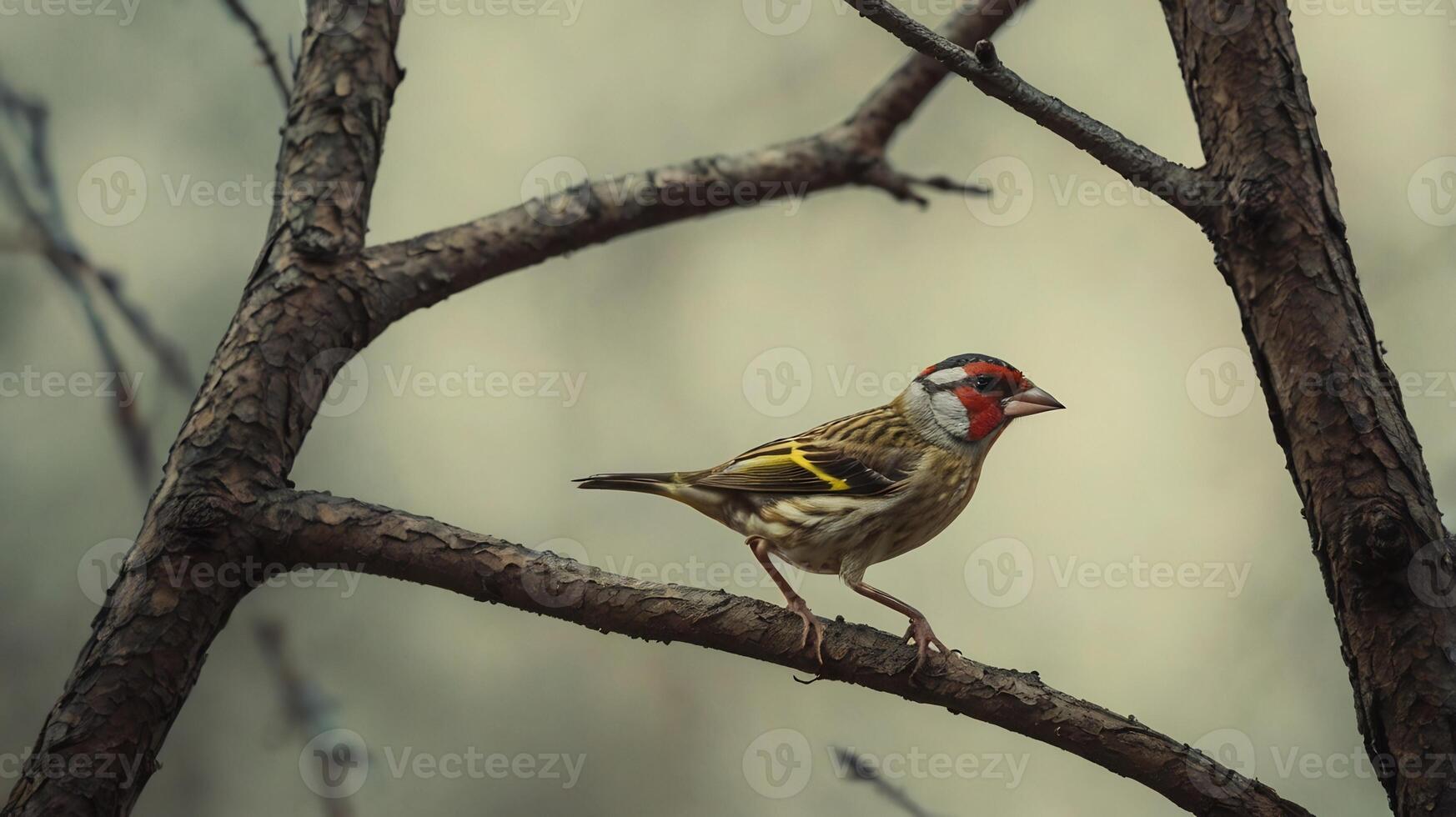 A small bird is perched on a branch photo