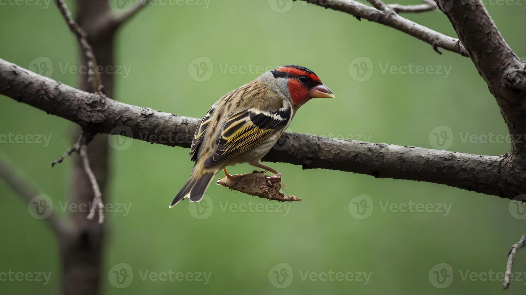 A small bird is sitting on a branch photo