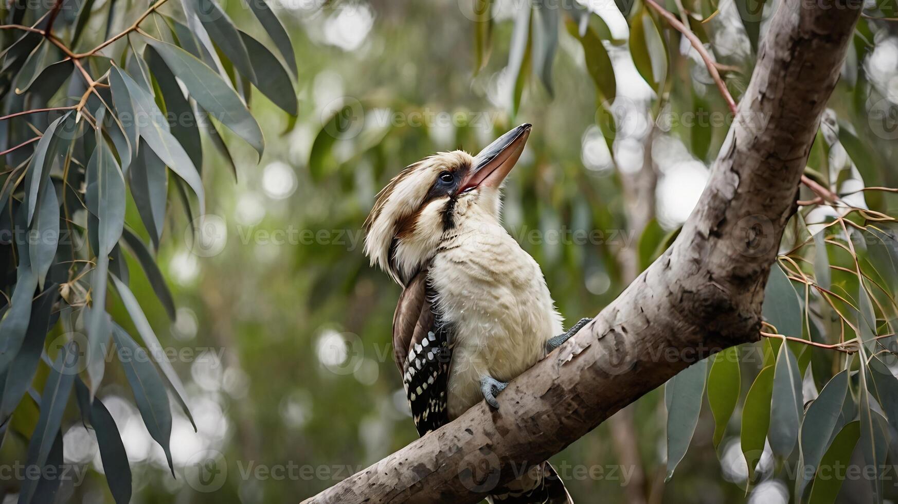 A bird sitting on a branch with its mouth open photo