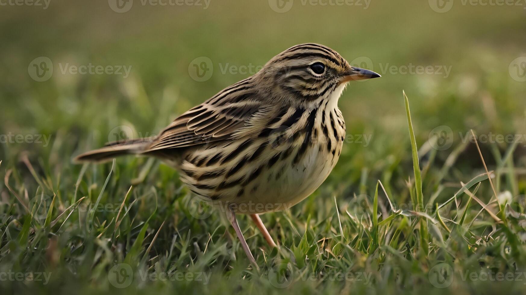 A small bird standing in the grass photo