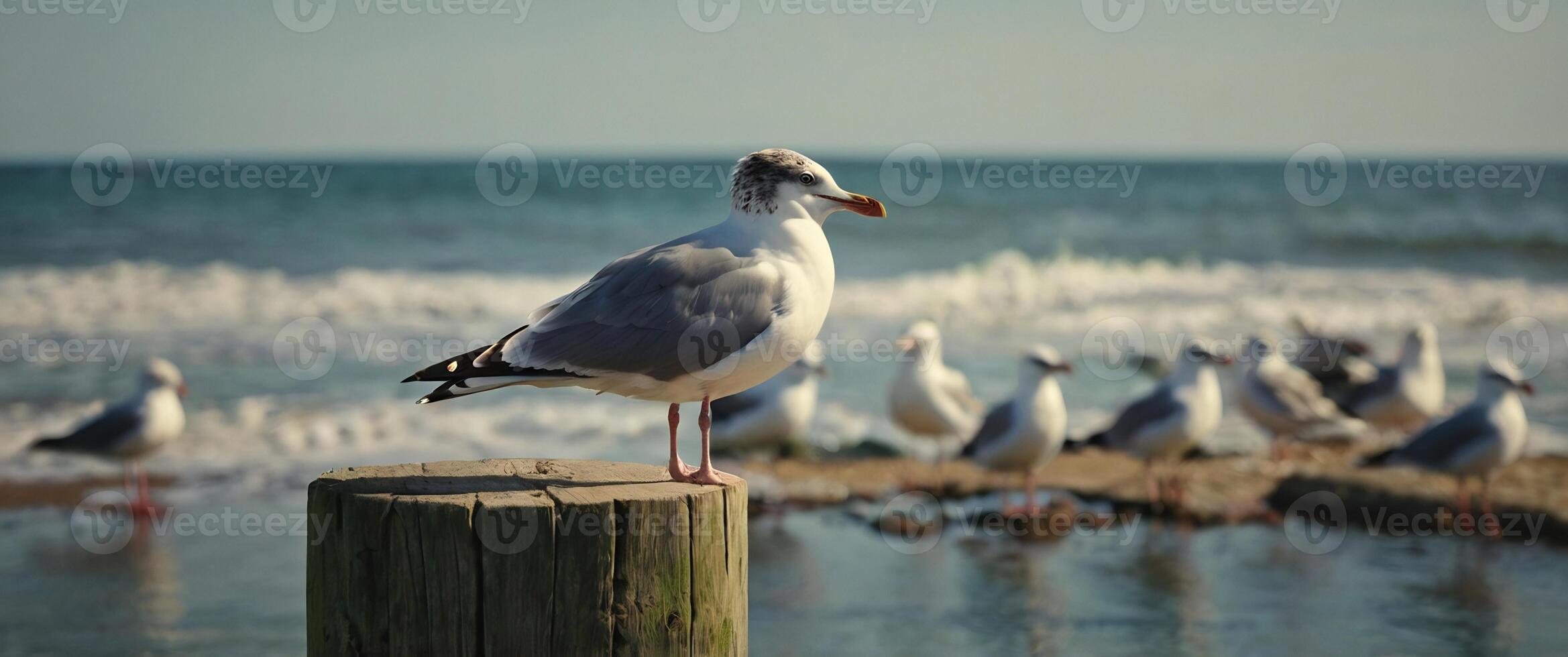 Seagulls on the beach photo