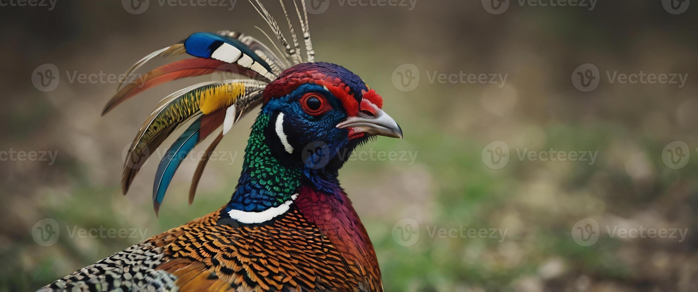 A colorful pheasant with a colorful head photo