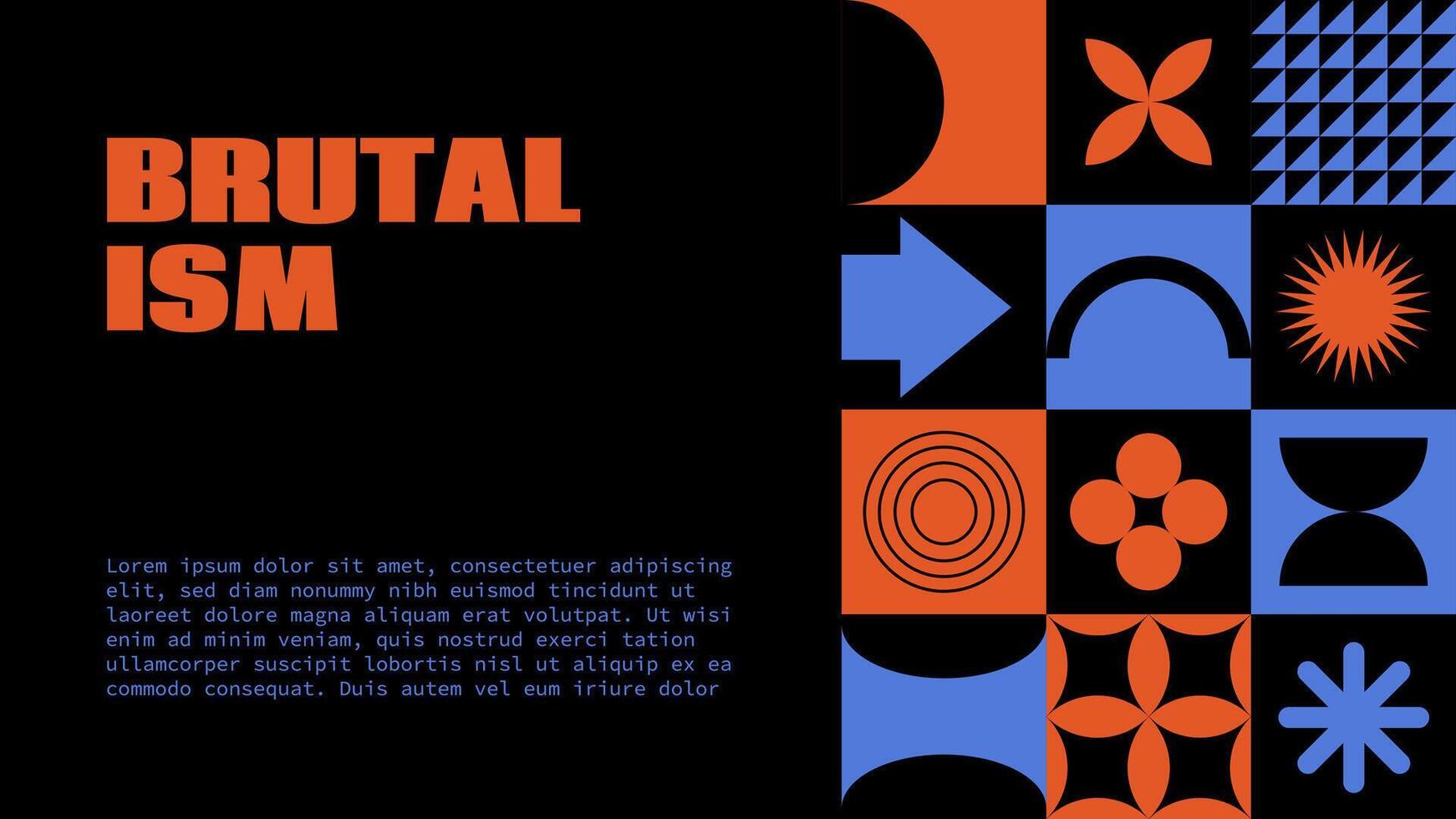Brutalism presentation template. abstract minimal geometric shapes retro background for banner, header vector