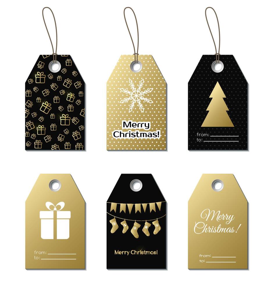 Christmas gift tags. gold labels vector