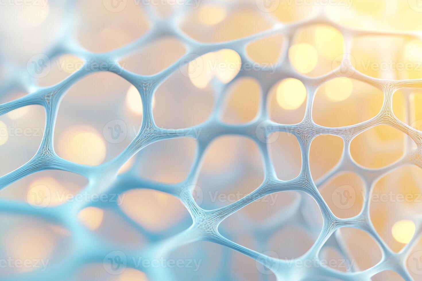 Close-up of intricate 3D lattice structure resembling organic tissues illuminated by soft light photo