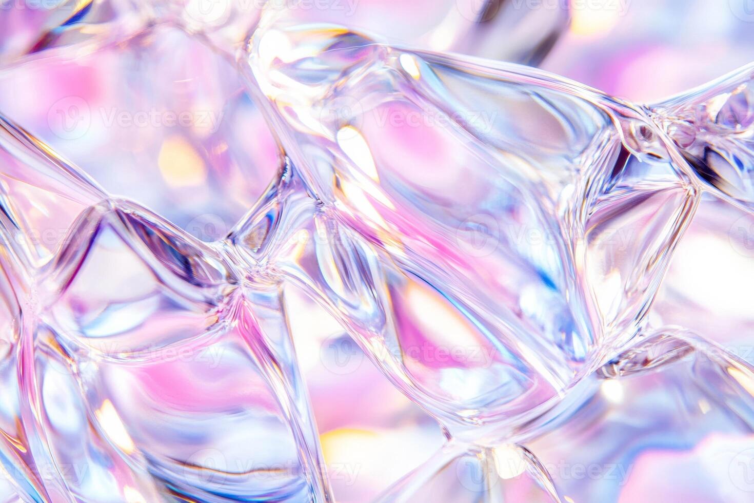 Close-up view of holographic liquid flowing in vibrant pink, purple, and blue colors with glossy textures photo
