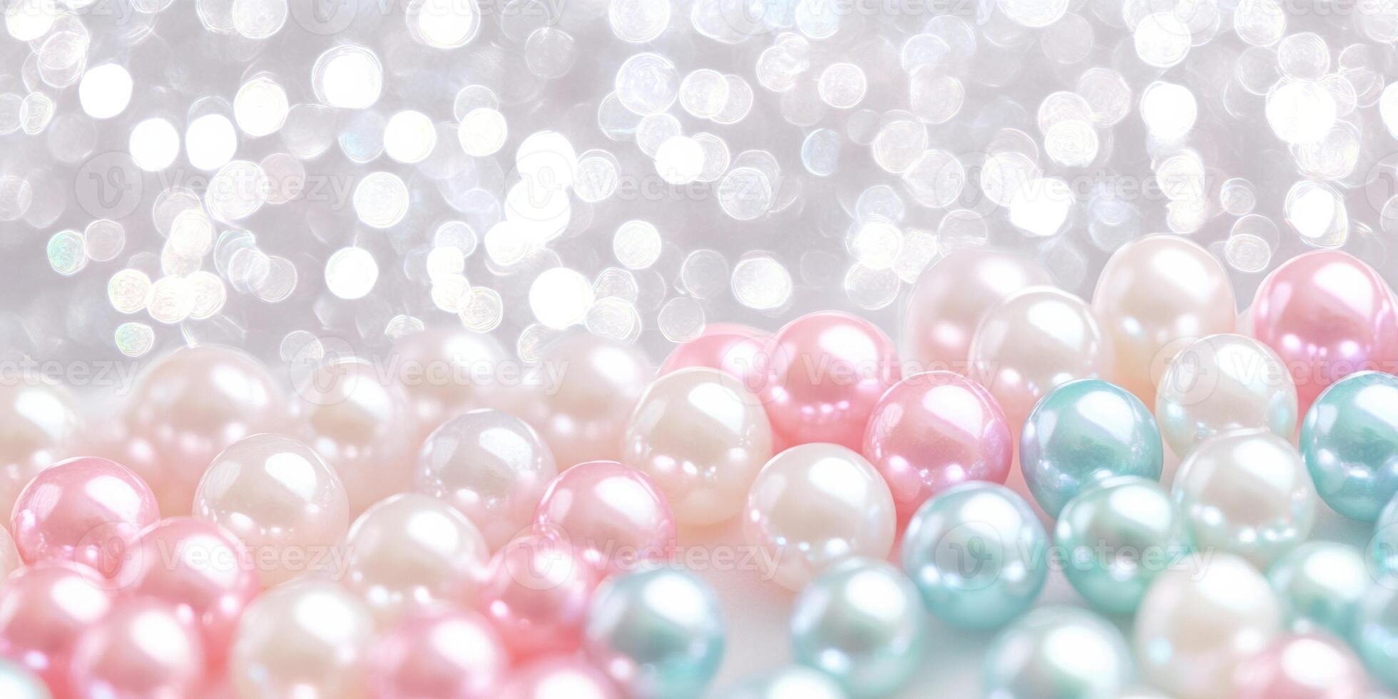Ethereal iridescent pastel pearl texture with soft blue and pink tones and shimmering reflections photo