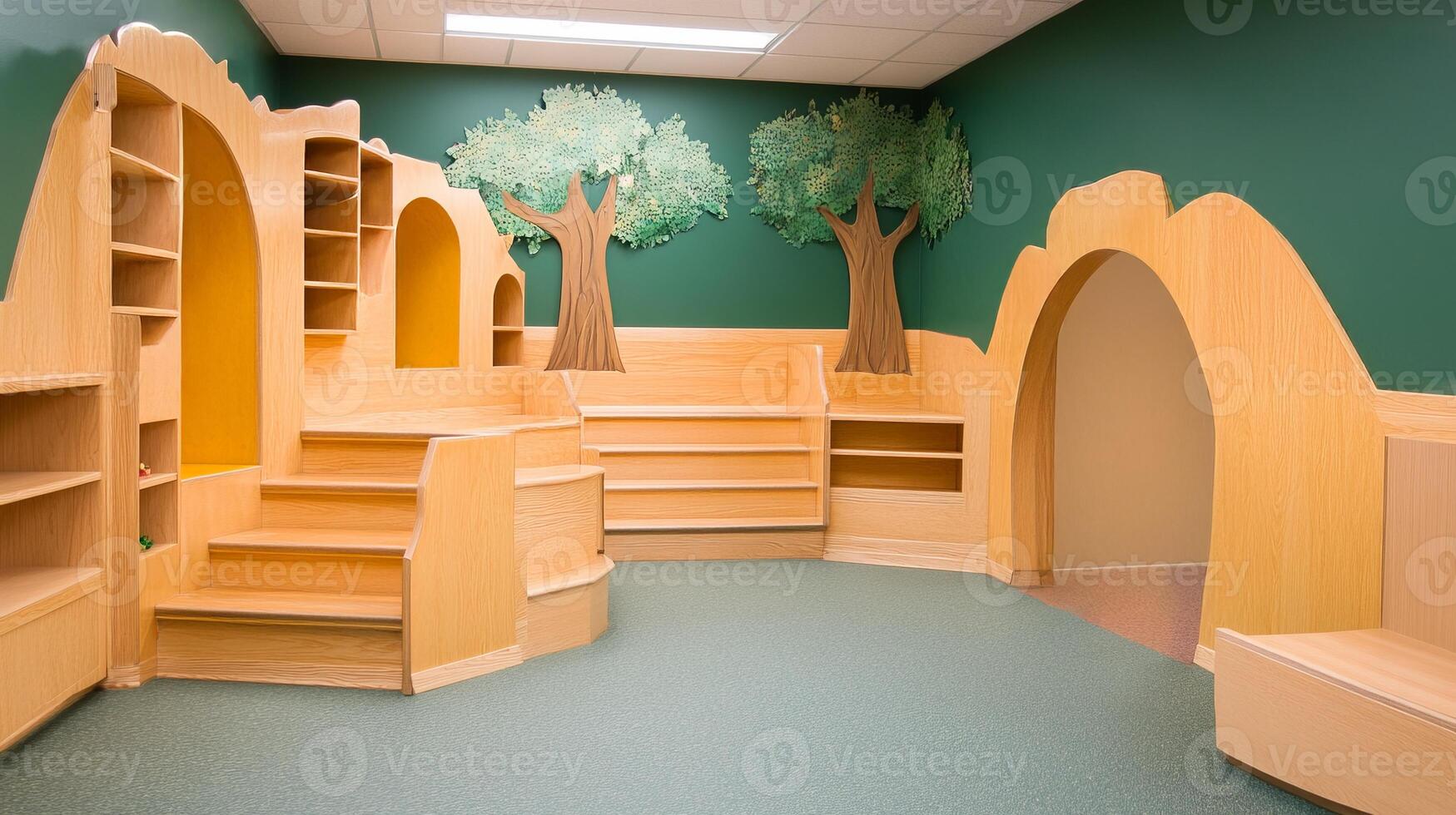 Brightly colored play zone in a pediatric clinic designed for childrens activities and relaxation photo