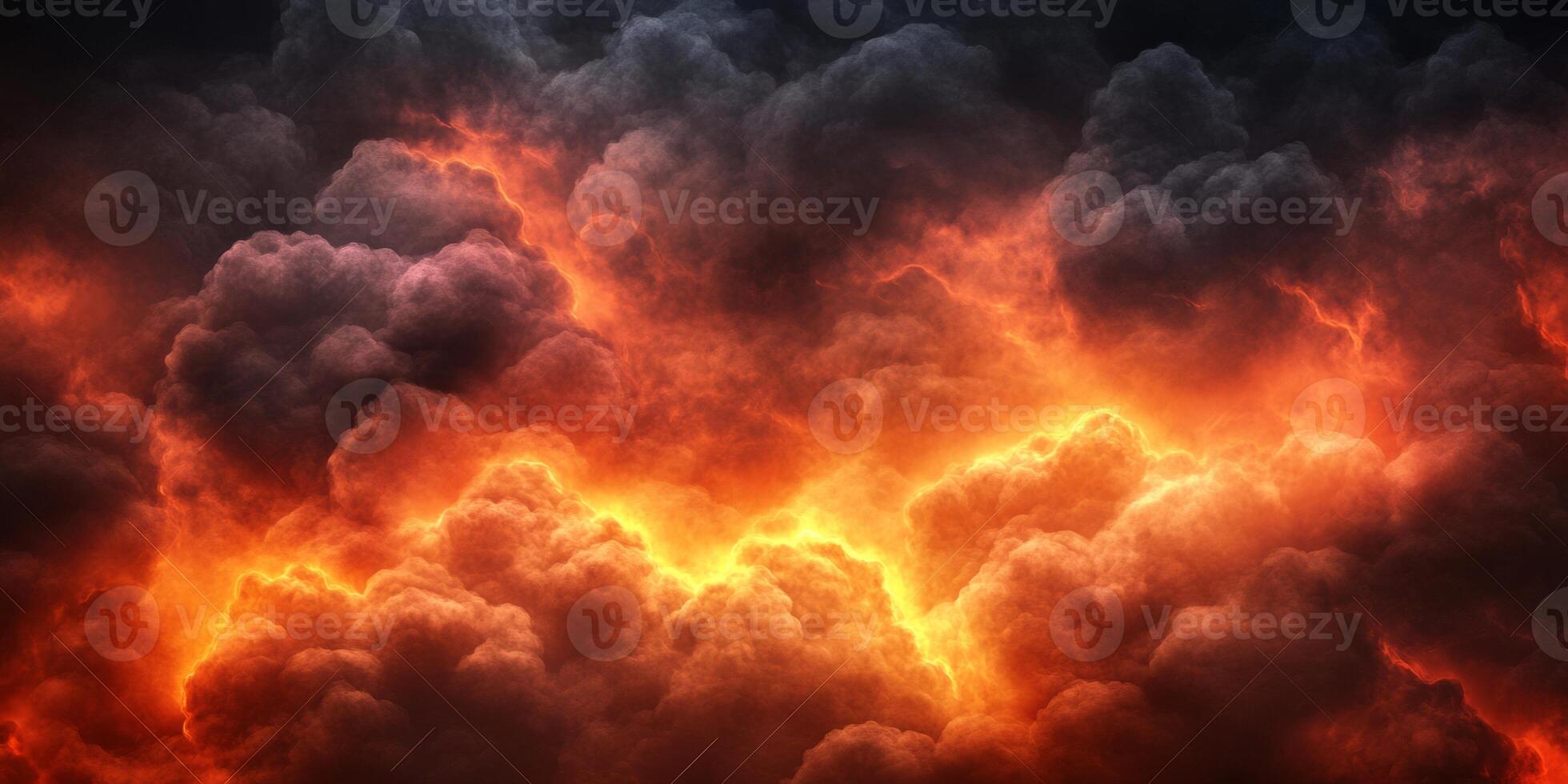 Dramatic dark clouds illuminated by an eerie red glow creating a mystical, abstract atmosphere photo