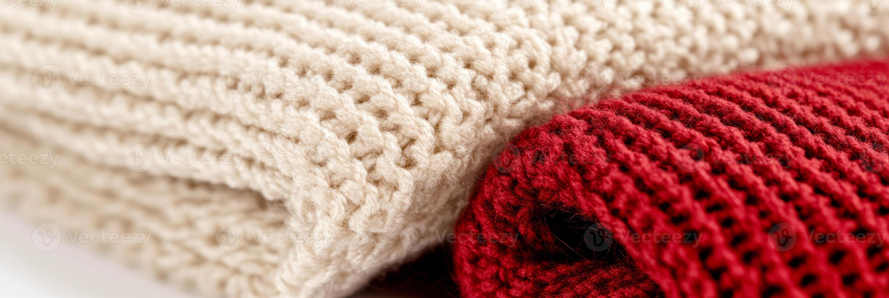 Close-up of luxurious burgundy and beige fabric texture showcasing elegance and warmth in soft lighting photo