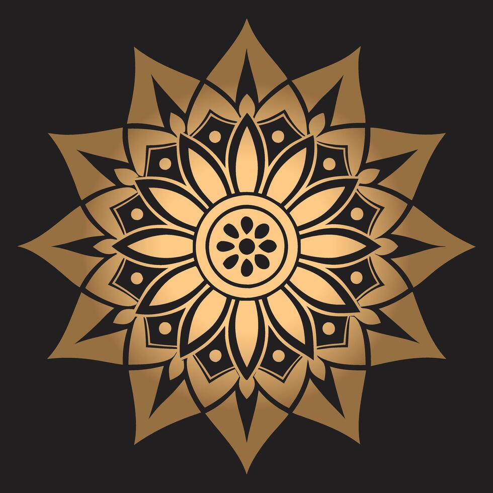 Ornate Gold Mandala Art on Dark Background vector