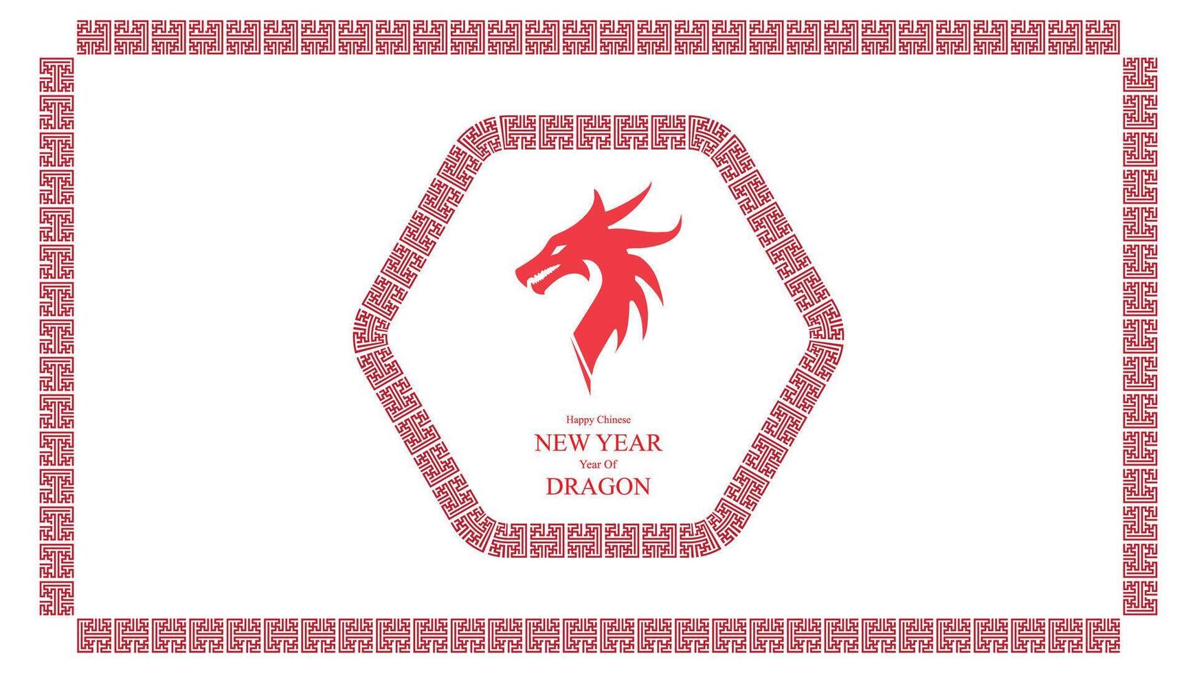 Chinese New Year Dragon Celebration Card geometric frame vector