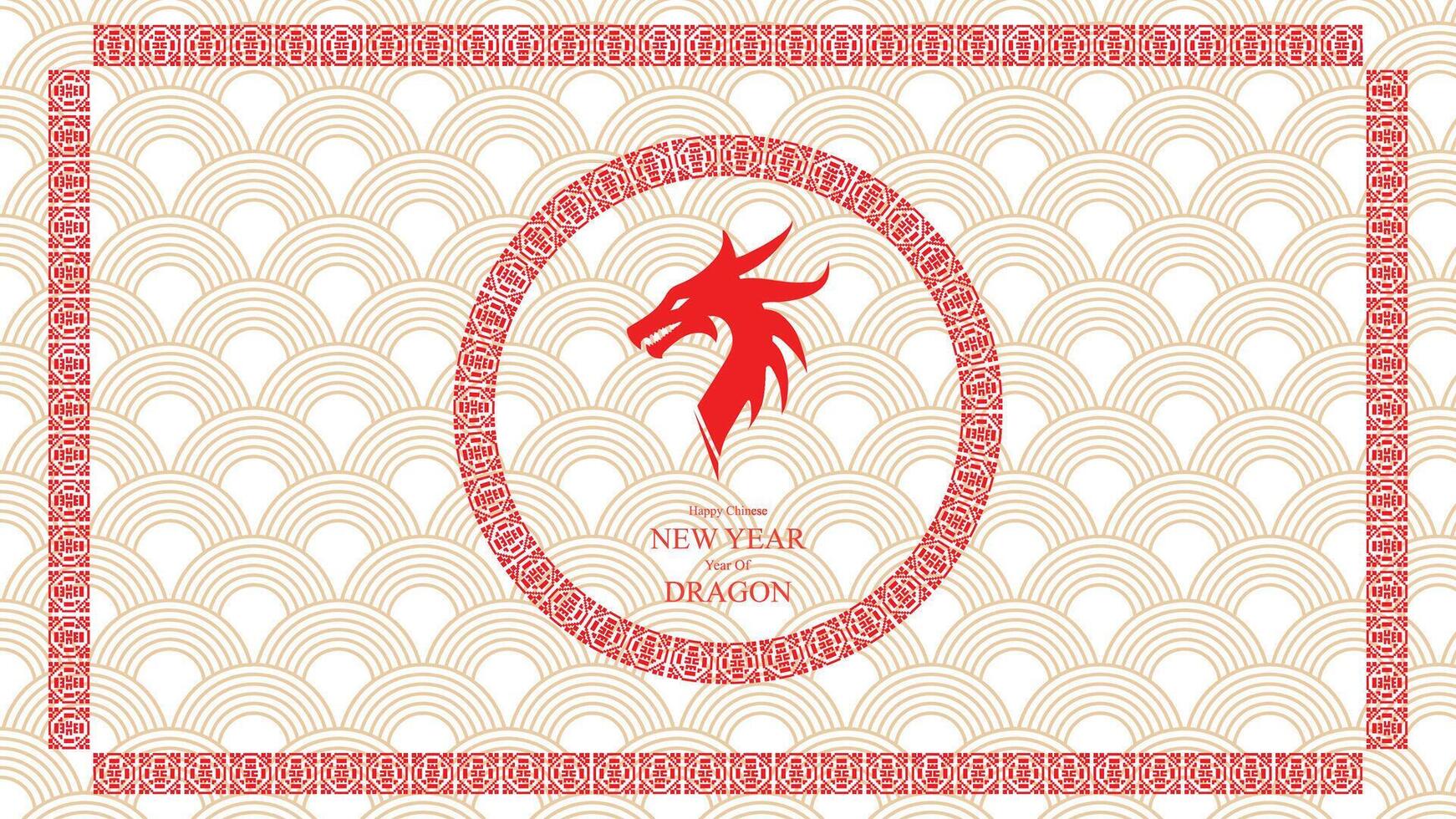 Chinese New Year Dragon Celebration Design geometric frame vector