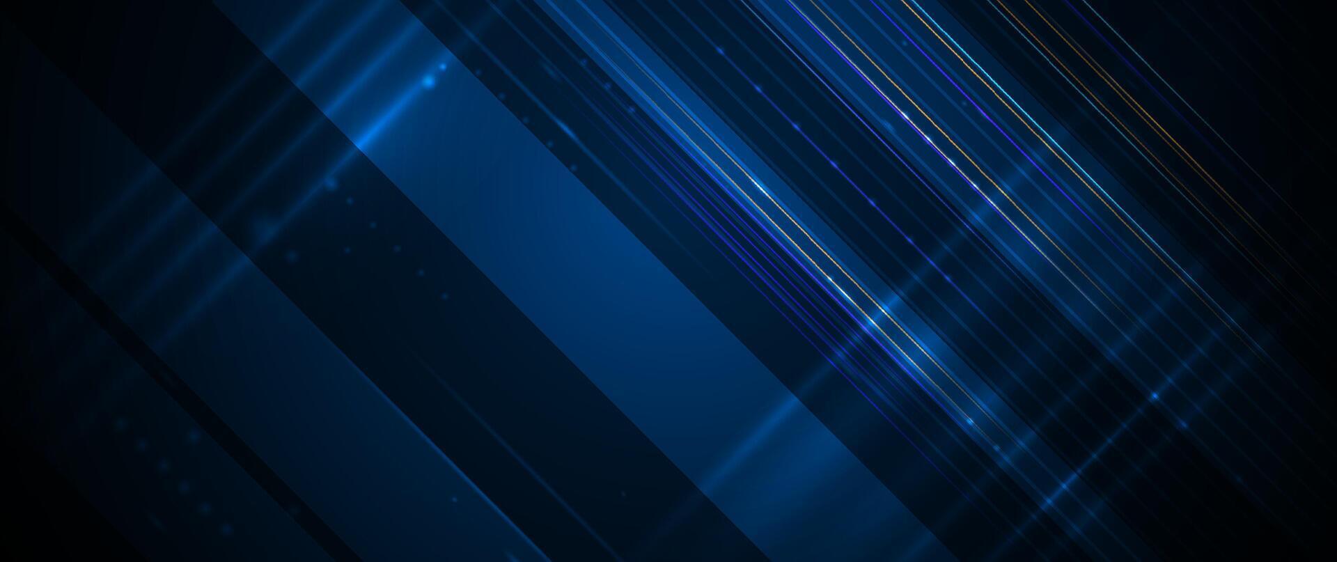 Abstract lines pattern design and light effect. High speed movement and motion blur over dark blue background. Illustration futuristic, Cyber hi tech connection technology, cyberspace concept. vector