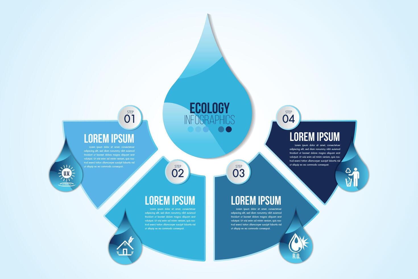 Infographic eco water blue design elements process 4 steps vector