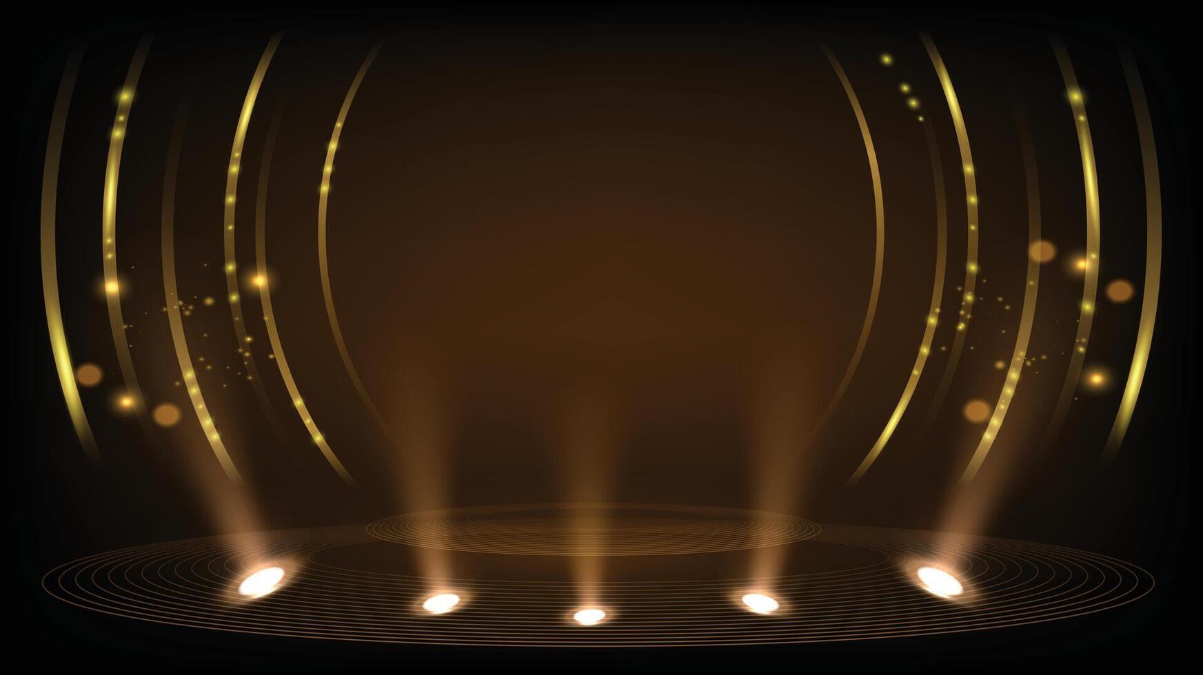 Black and Gold background abstract Stage hall geometric shapes luxury design vector