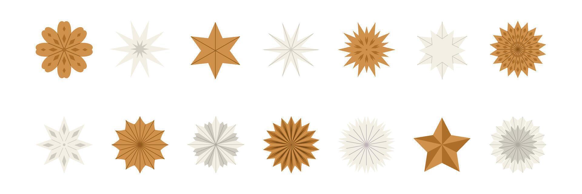 Paper Craft Star and Snowflake Ornaments for Christmas vector