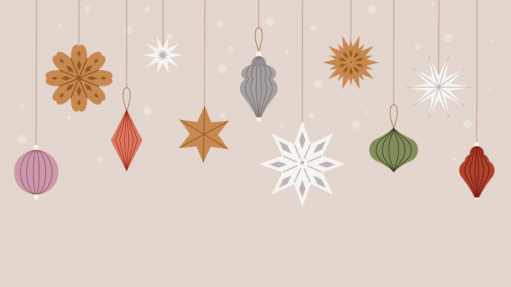 Christmas paper craft baubles hanging on strings vector