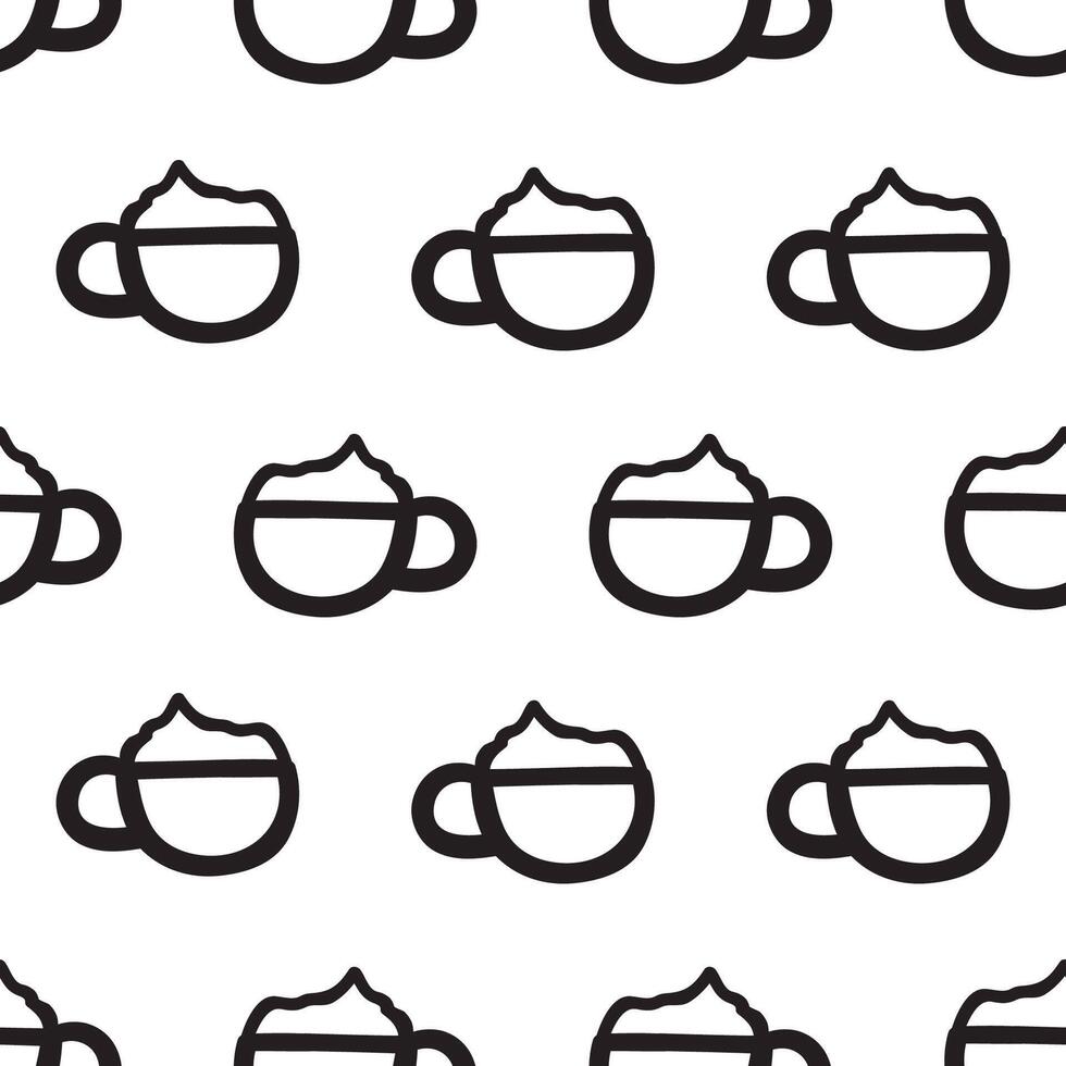 Outline design. Coffee cups. Seamless pattern. Illustration on white background. vector