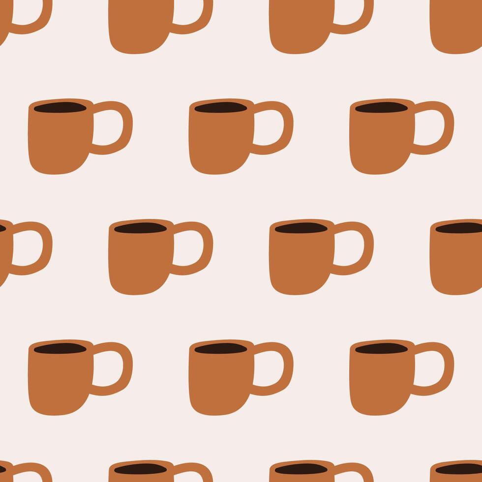 Coffee cups. seamless pattern. Hand drawn illustration. vector
