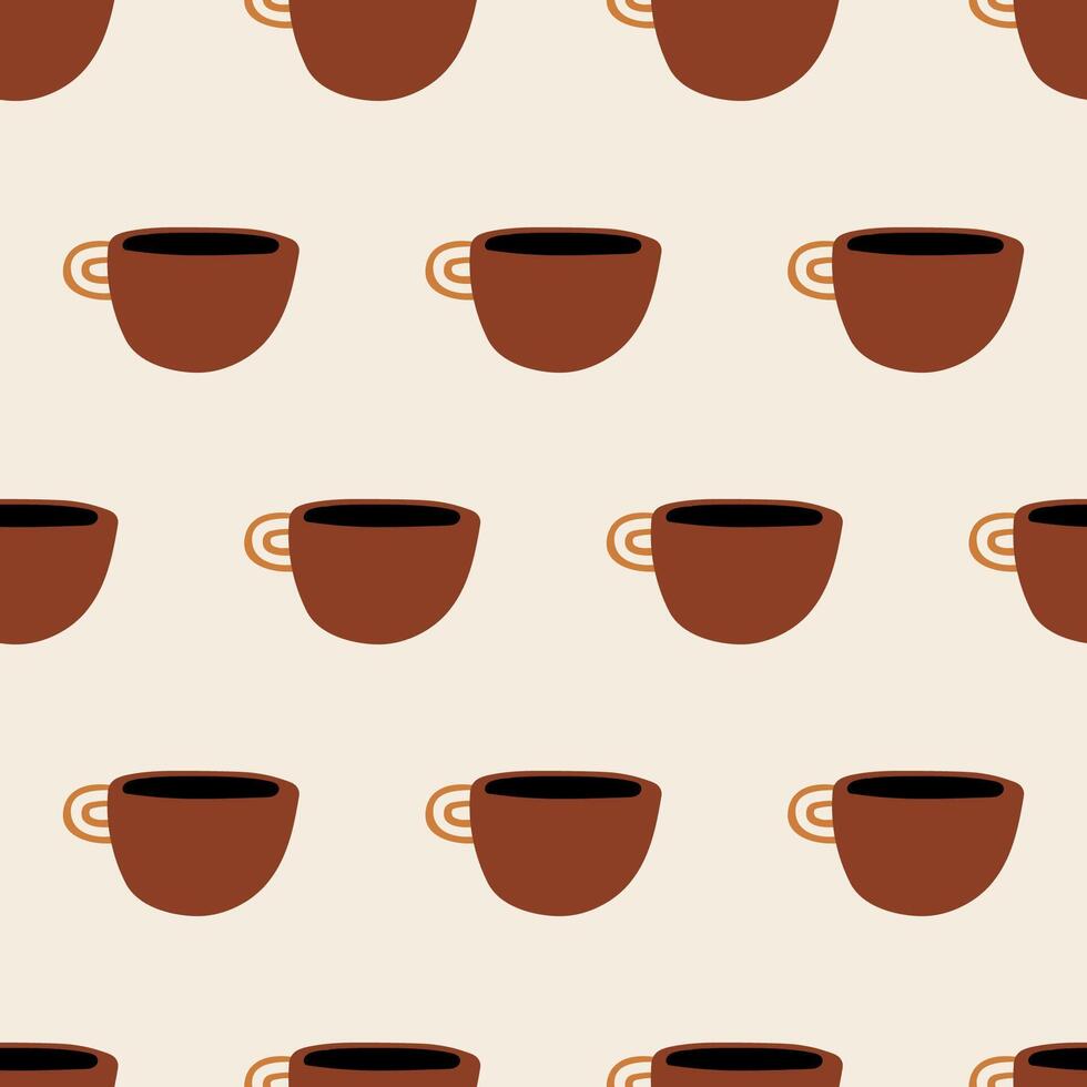 Design for coffee shop. Coffee cups seamless pattern. Hand drawn illustration. vector