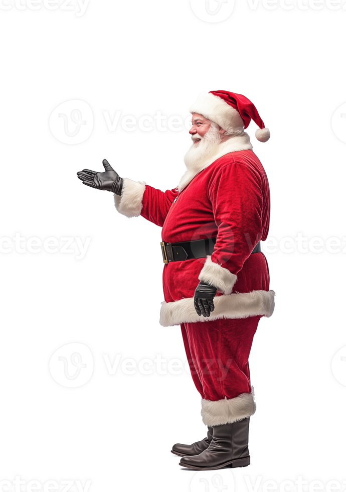 Cheerful Santa Claus standing welcomingly in his iconic red suit during the holiday season png