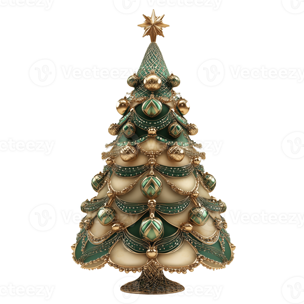 Elegant Christmas tree decorated with golden ornaments festive setting png