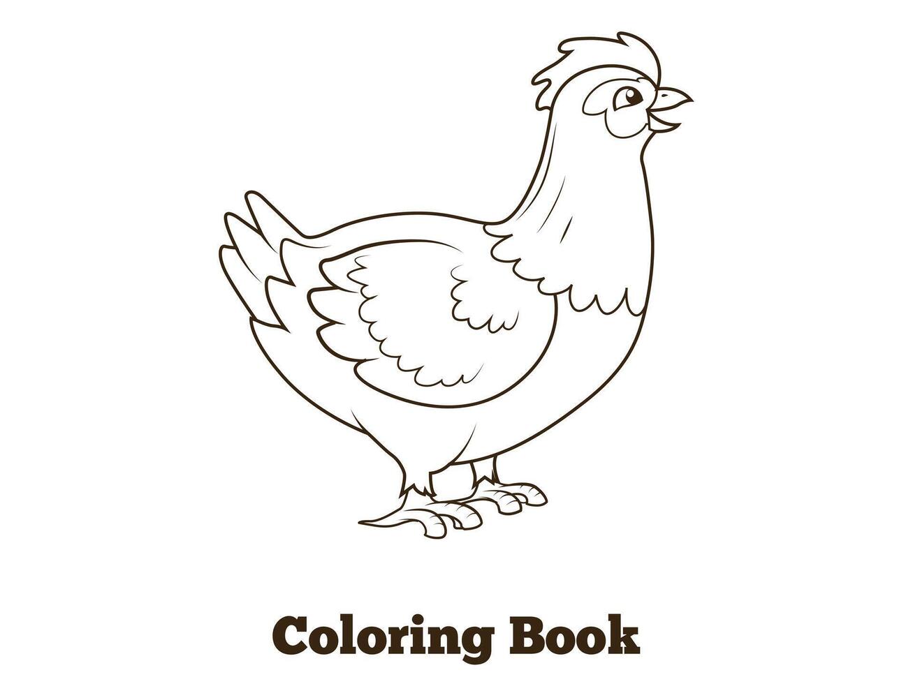 Coloring book hen chicken cartoon educational illustration vector