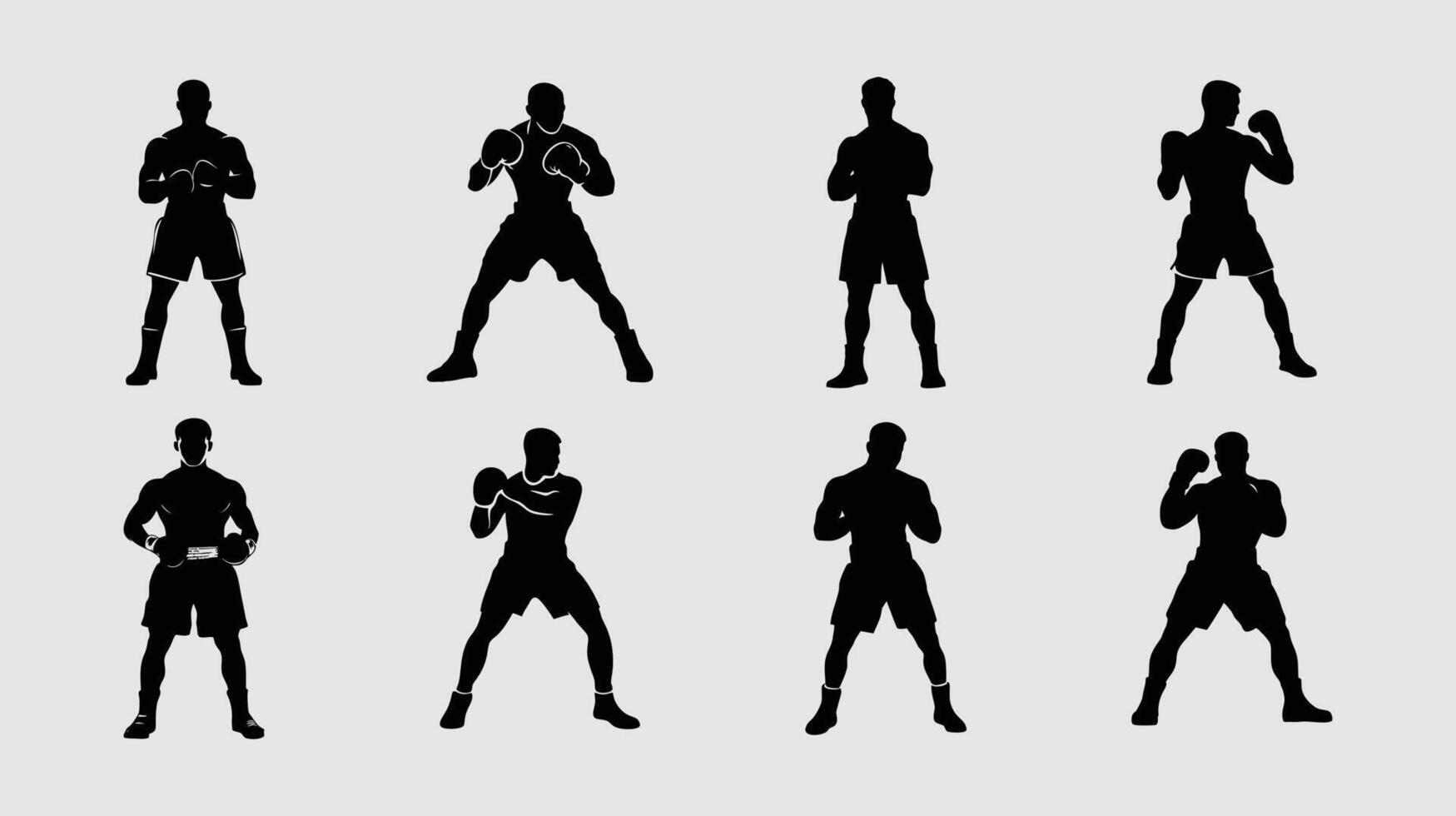 silhouettes of men in boxing gear vector