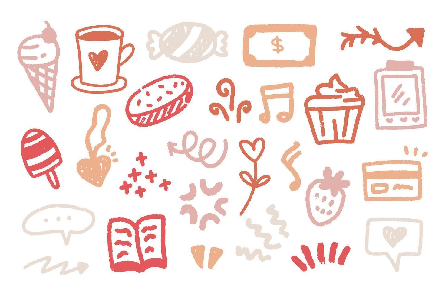 Cute Doodle Crayon Texture Collection vector