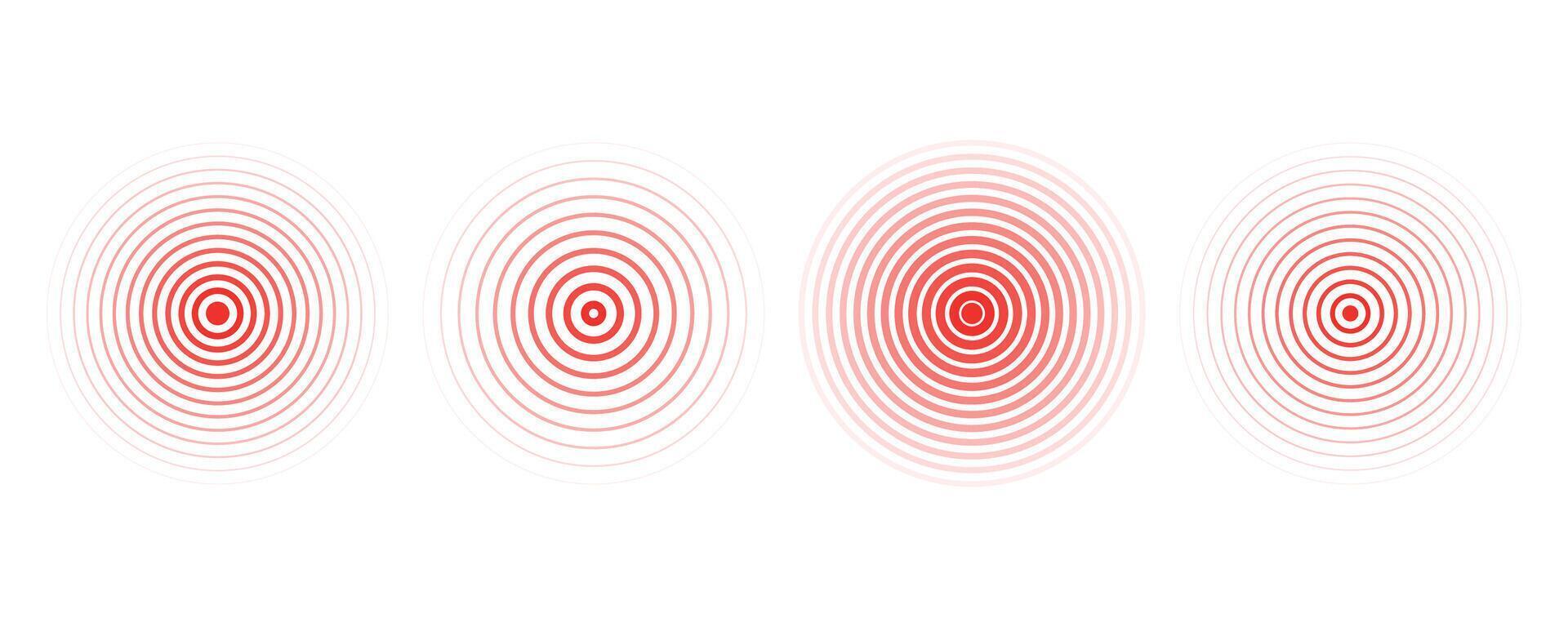 Concentric ripple circles set. Seismic Earthquake alert radar. Radial signal, sonar wave, soundwave rings. touch effect or pulse vector