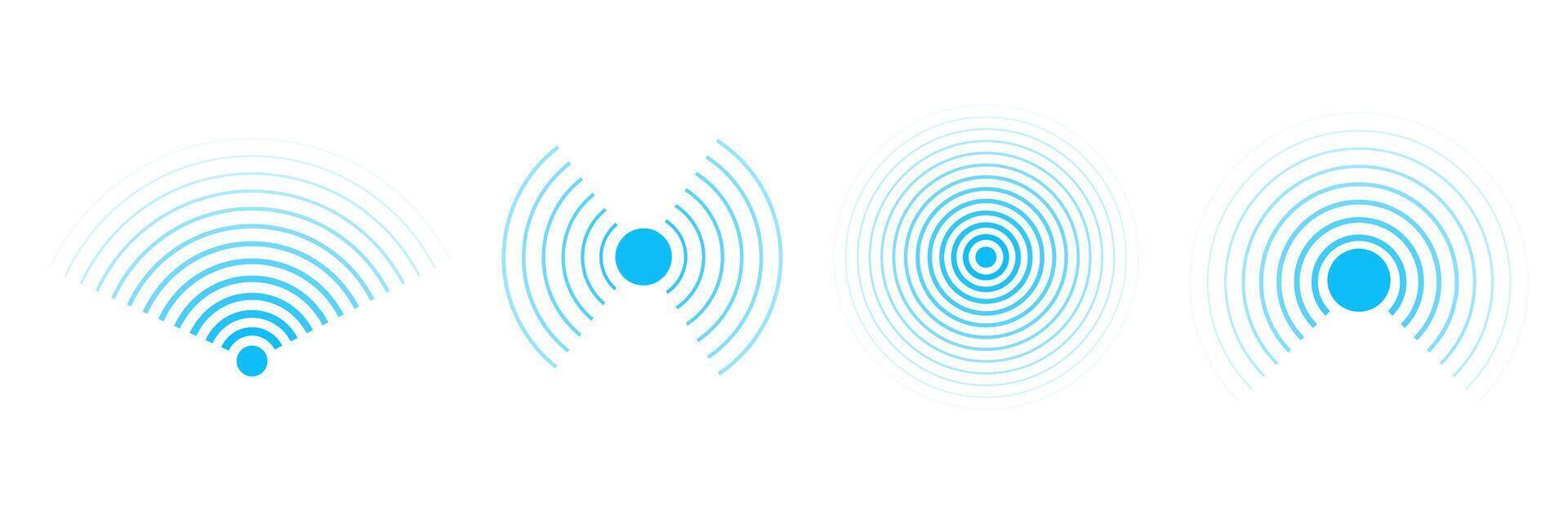 Sonar sound waves icons wireless wifi, radial line media, Radio, radar station signal. Scan, rings circle ripples vector
