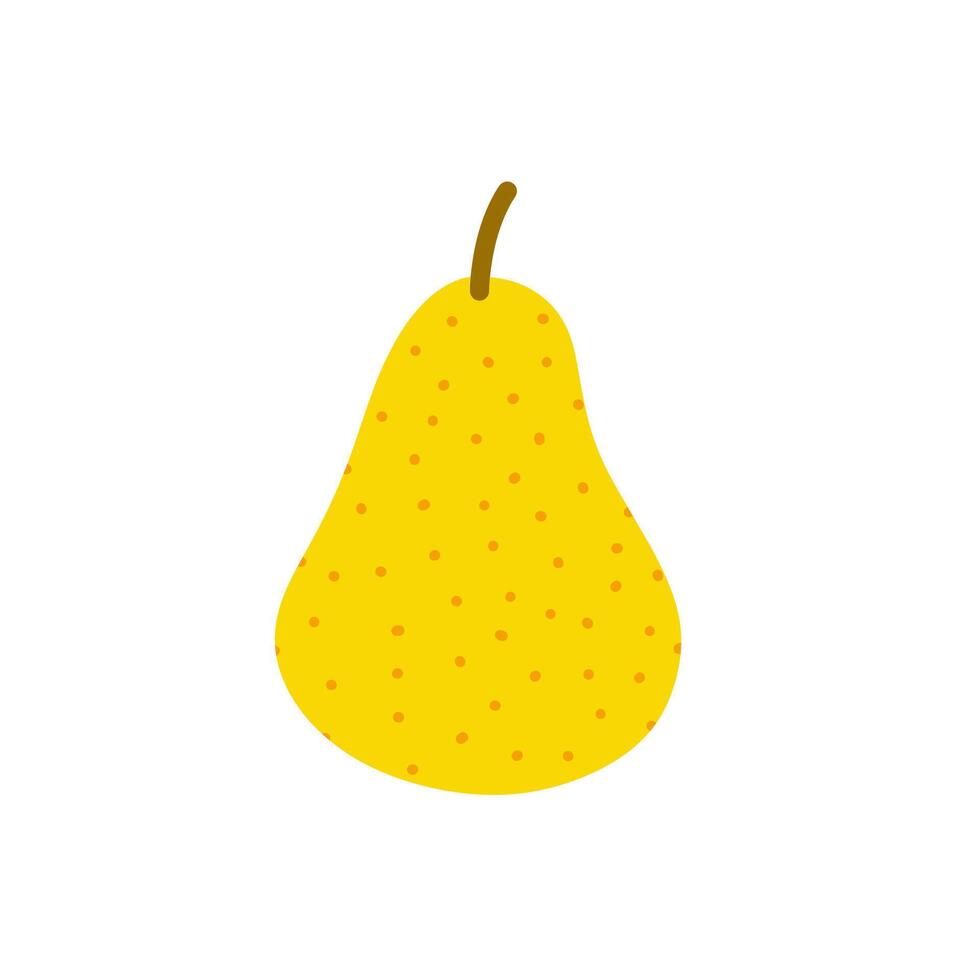 pear icon illustration, pyrus whole fruit in flat cartoon style vector