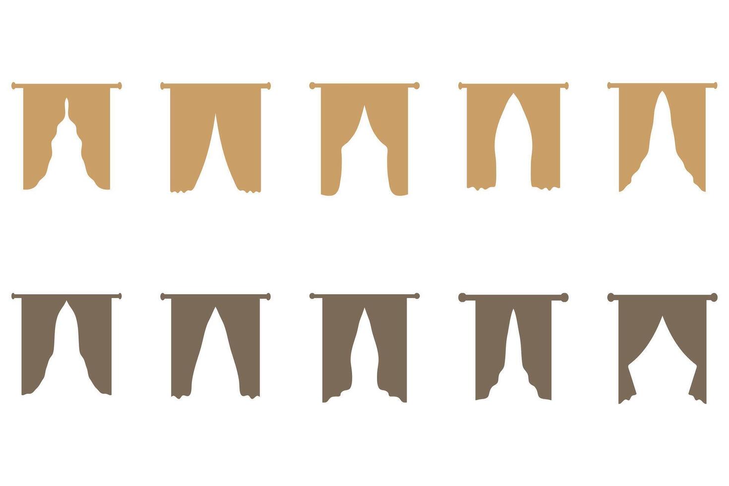 Simple curtain illustration design set vector