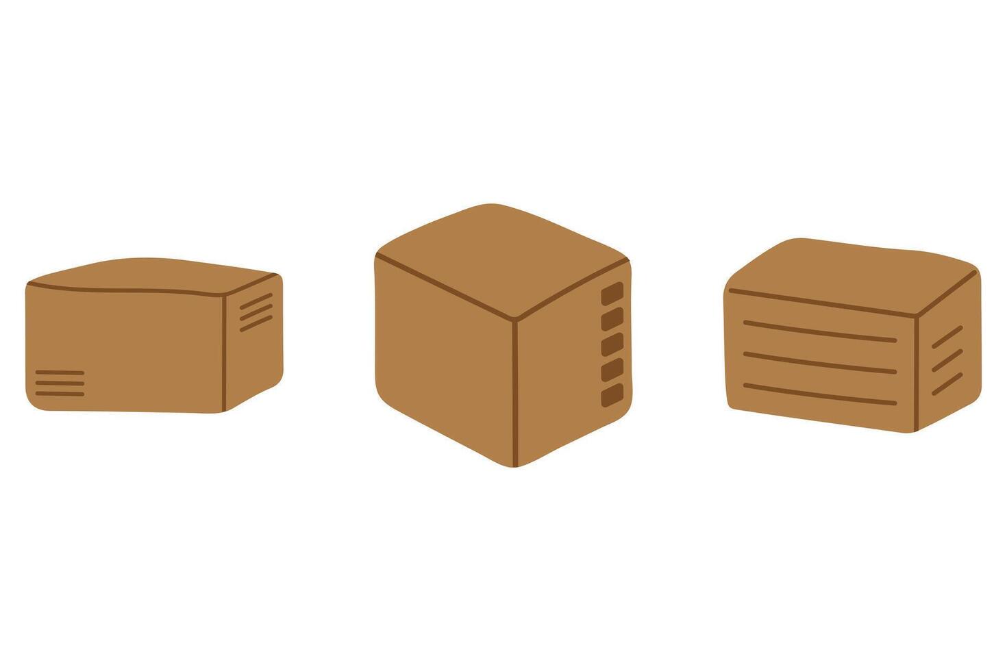 Cardboard box illustration icon set vector