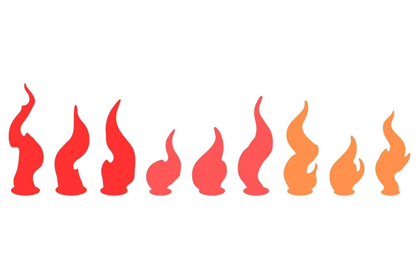 Burning fire silhouette icon design set vector