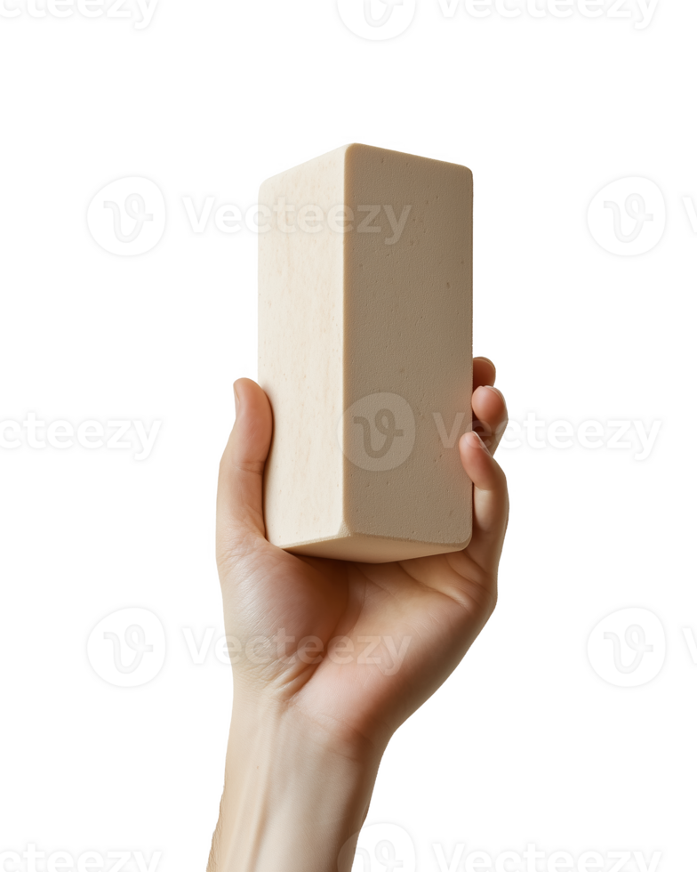 A hand grips a yoga block in preparation for a mindful practice png